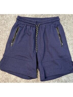 COOFANDY Men’s Navy Athletic Sweat Shorts Sz Small Zip Pocket Drawstring Lounge